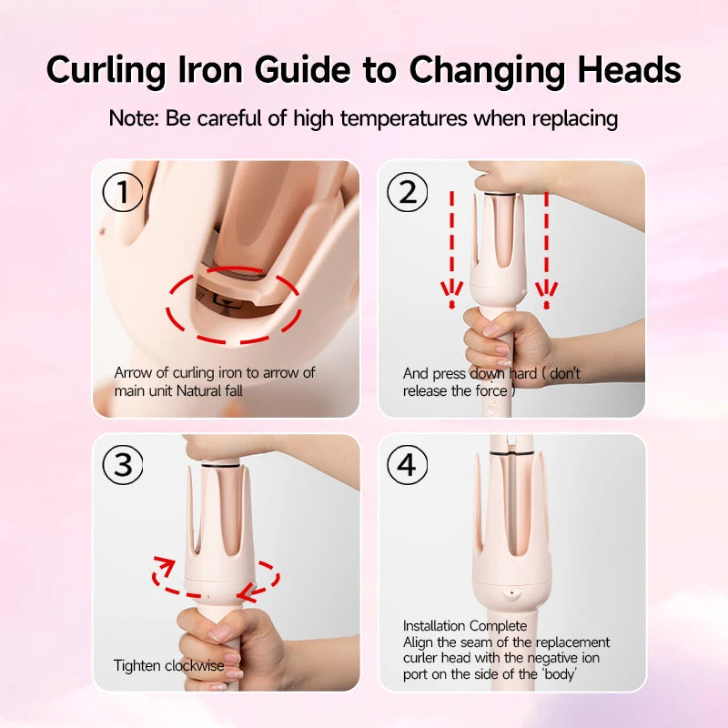 4IN1 Automatic Hair Curler Negative Ion Ceramic Curling Iron - 40mm Large Wave Perm for Woman, Lazy Person Electric Curling Wand