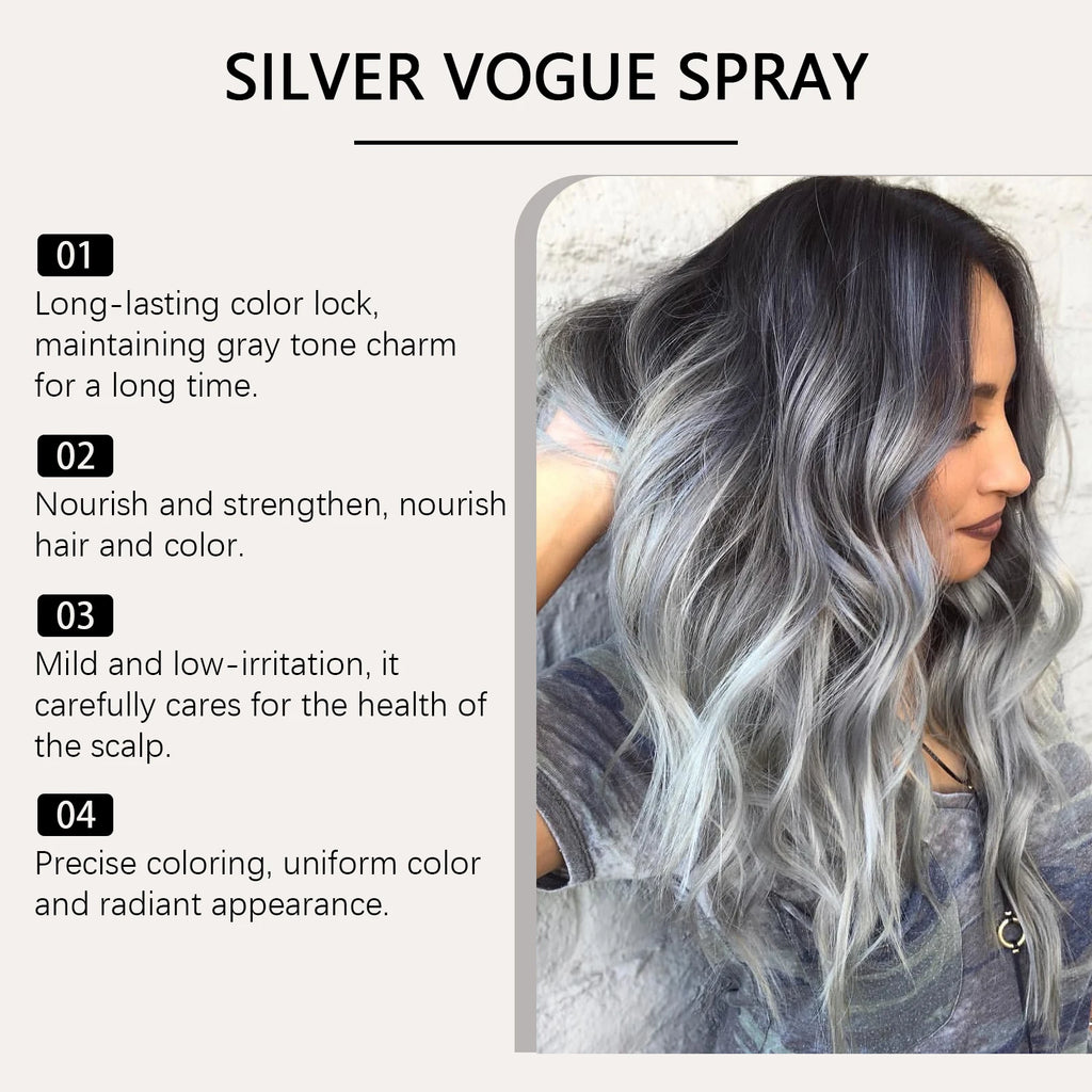 Silver Gray Hair Color Spray Long Lasting Color Gentle Formula Easy Application For Quick Styling Fashion Hair Dye Mist