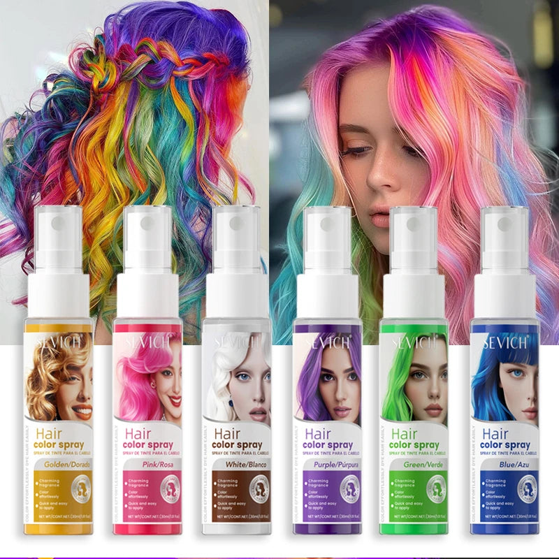 Hair Dye Spray 30ml Hair Color Spray Disposable Quick Dyeing Colorful Cosplay Hair Instant Styling Spray Washable Hair Color