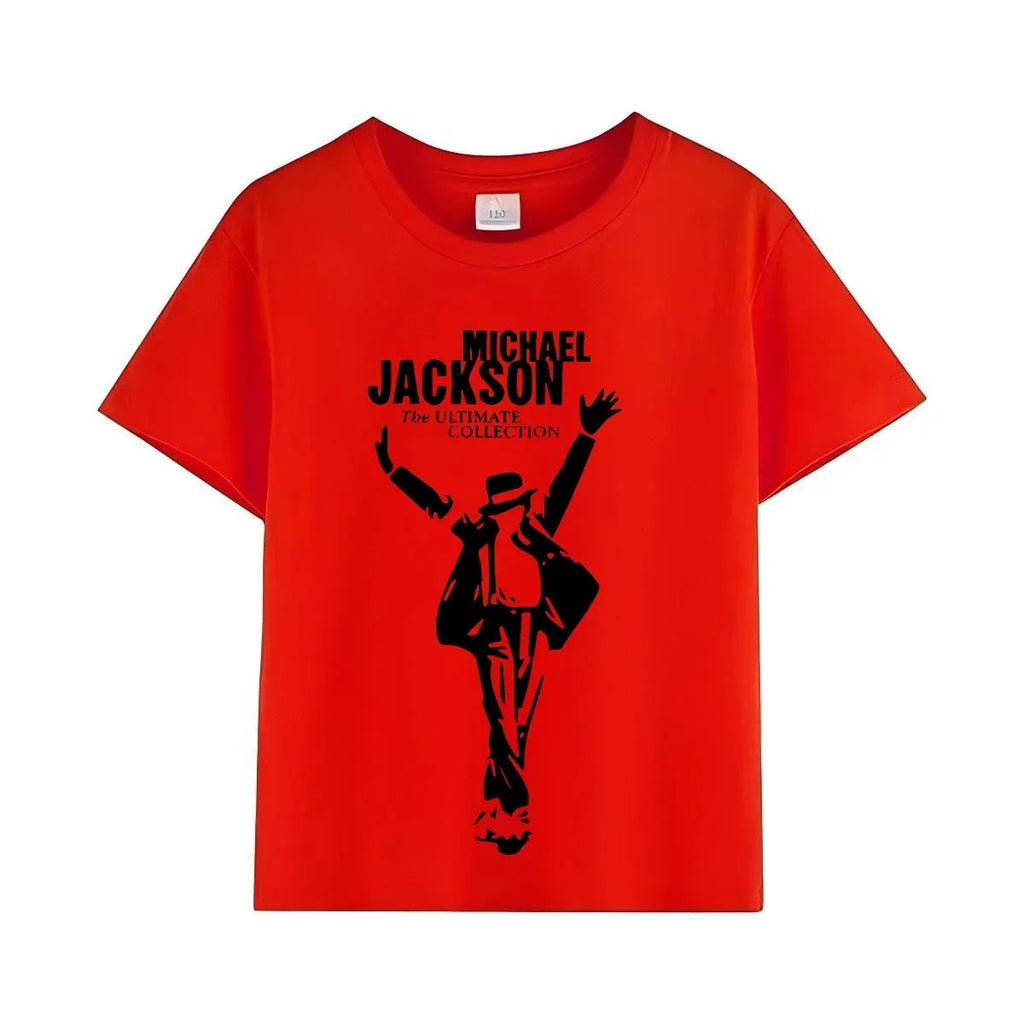 Kids Michael Jackson Rock N Roll T-Shirt Children's Fashion Crew Neck Top Summer Casual Clothes for Baby Boys/Girls