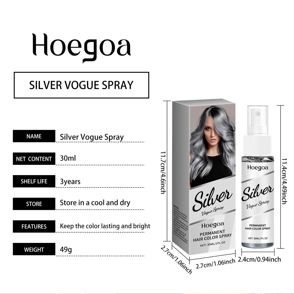 Silver Gray Hair Color Spray Long Lasting Color Gentle Formula Easy Application For Quick Styling Fashion Hair Dye Mist