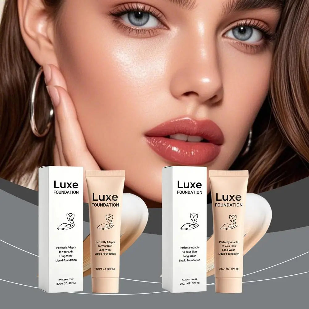 Color Changing Luxe Foundation SPF50 Sun Protection Skin Tone Matching Liquid Makeup Smooth Lightweight Long-Wear Face Cosmetic