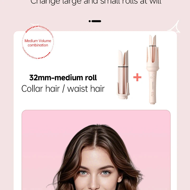 4IN1 Automatic Hair Curler Negative Ion Ceramic Curling Iron - 40mm Large Wave Perm for Woman, Lazy Person Electric Curling Wand
