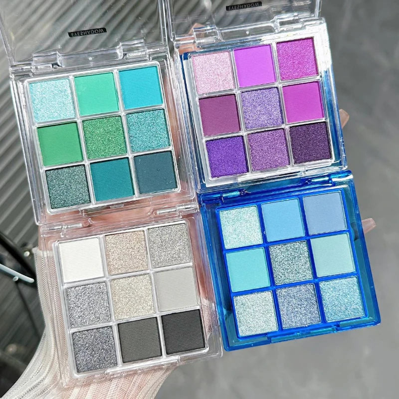 9 Colors Eyeshadow Palette Matte Shimmer Glitter High Pigmented Bright Colorful Eyeshadow Eye Makeup Cosmetic for Music Festival