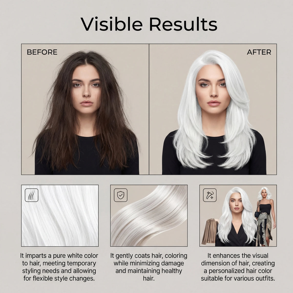 Temporary White / Green Hair Spray Fashion Bright Hair Styling Spray Light Non Stain Clothes Long Lasting Fresh Look Washable