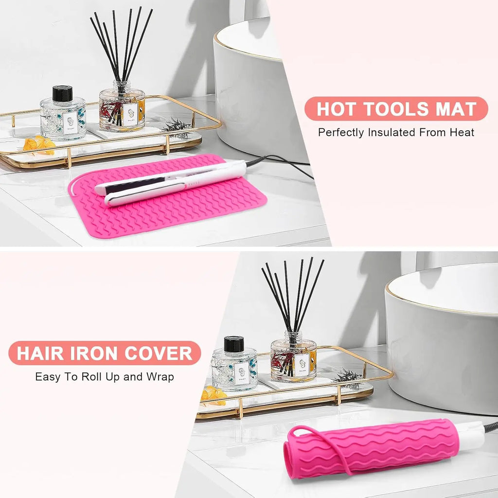 New Plus Size Silicone Heat Resistant Mat Portable Travel Hot Tools Pad Cover for Curling Iron, Flat Iron Hair Straightener