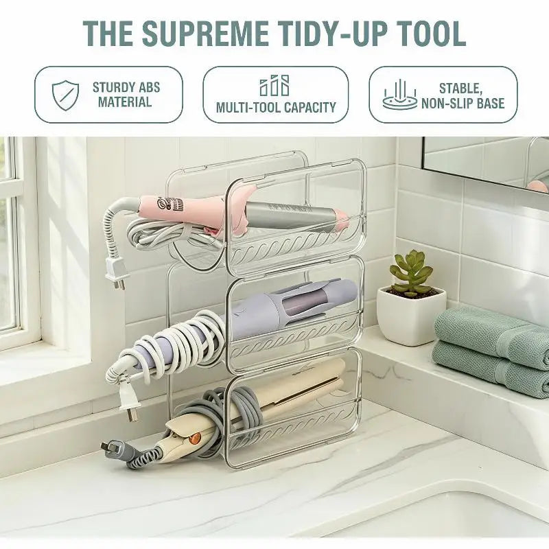 Clear Scratch Resistant Hair Styling Tool Storage Rack Stackable Curling Iron Holder for Salon Home Bathroom Vanity