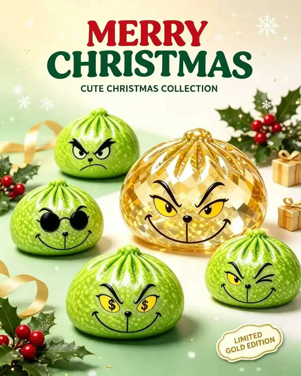 Glitter Green Dumpling With Steamer Squeeze  Buns Relieve Stress for Christmas Party Gift New Year Gift
