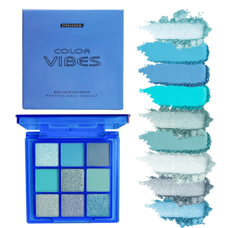 9 Colors Eyeshadow Palette Matte Shimmer Glitter High Pigmented Bright Colorful Eyeshadow Eye Makeup Cosmetic for Music Festival