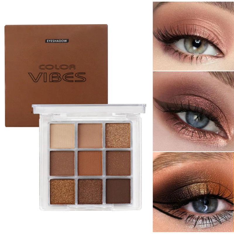 9 Colors Eyeshadow Palette Matte Shimmer Glitter High Pigmented Bright Colorful Eyeshadow Eye Makeup Cosmetic for Music Festival