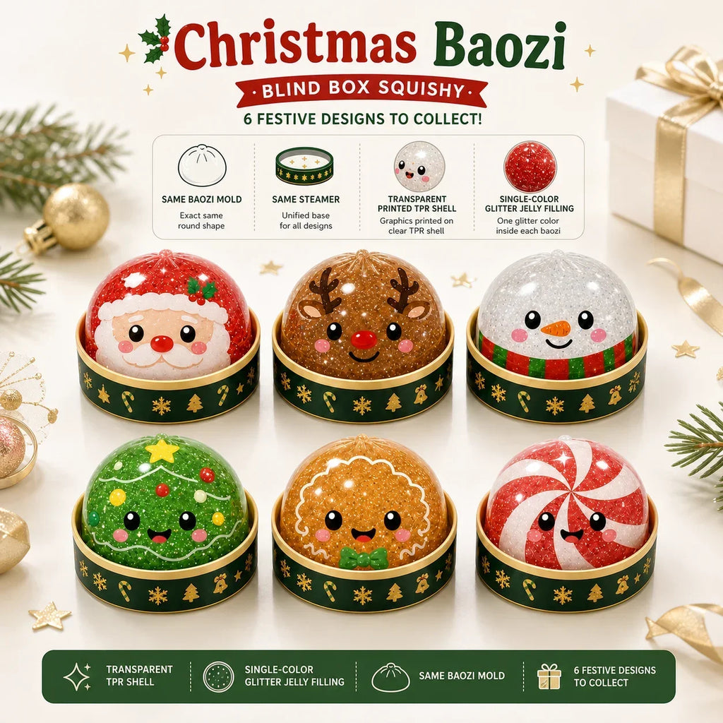 Christmas Dumpling Shape Squeeze Toy, Santa Elk Stress Relief Squishy, Holiday Party Favor Gift