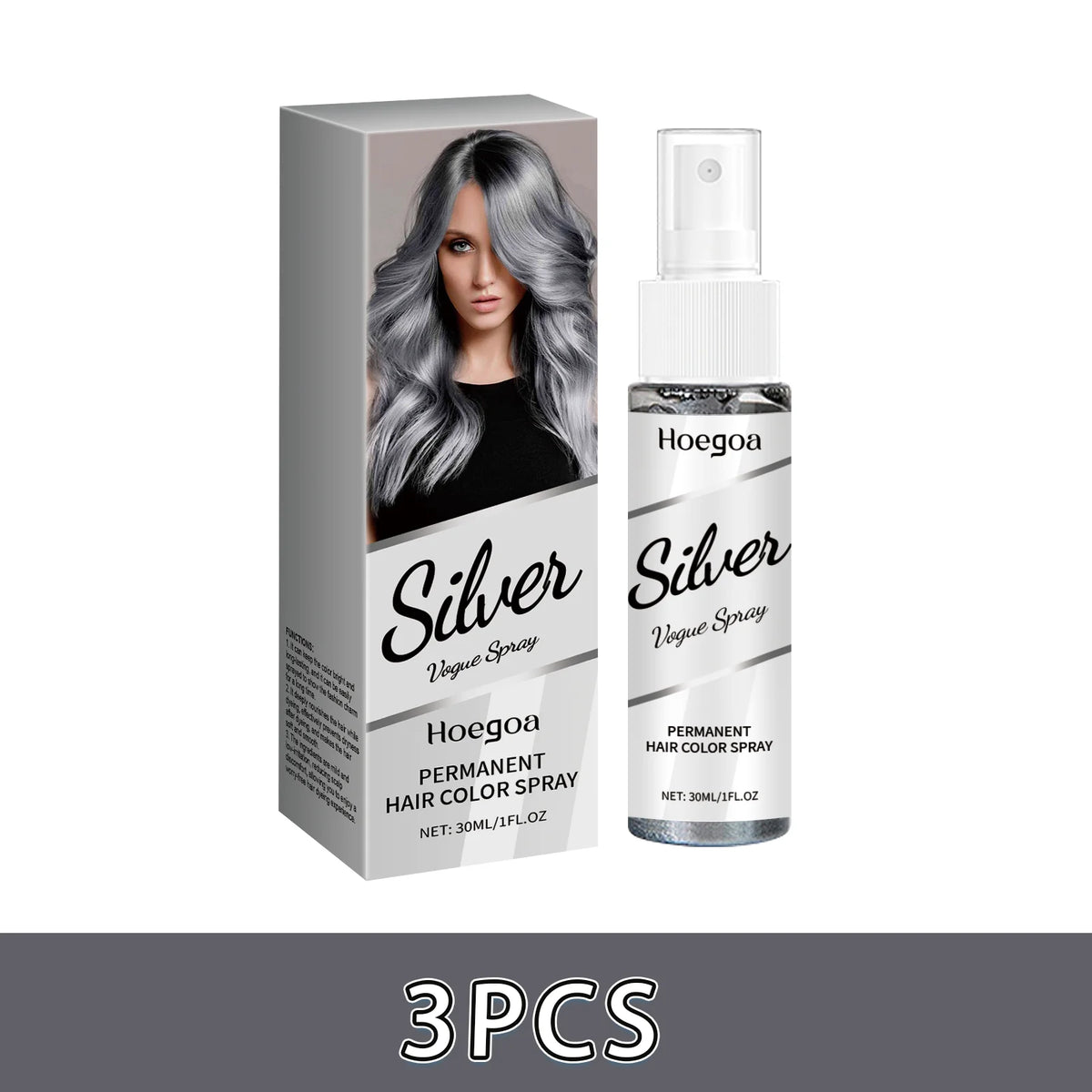 Silver Gray Hair Color Spray Long Lasting Color Gentle Formula Easy Application For Quick Styling Fashion Hair Dye Mist