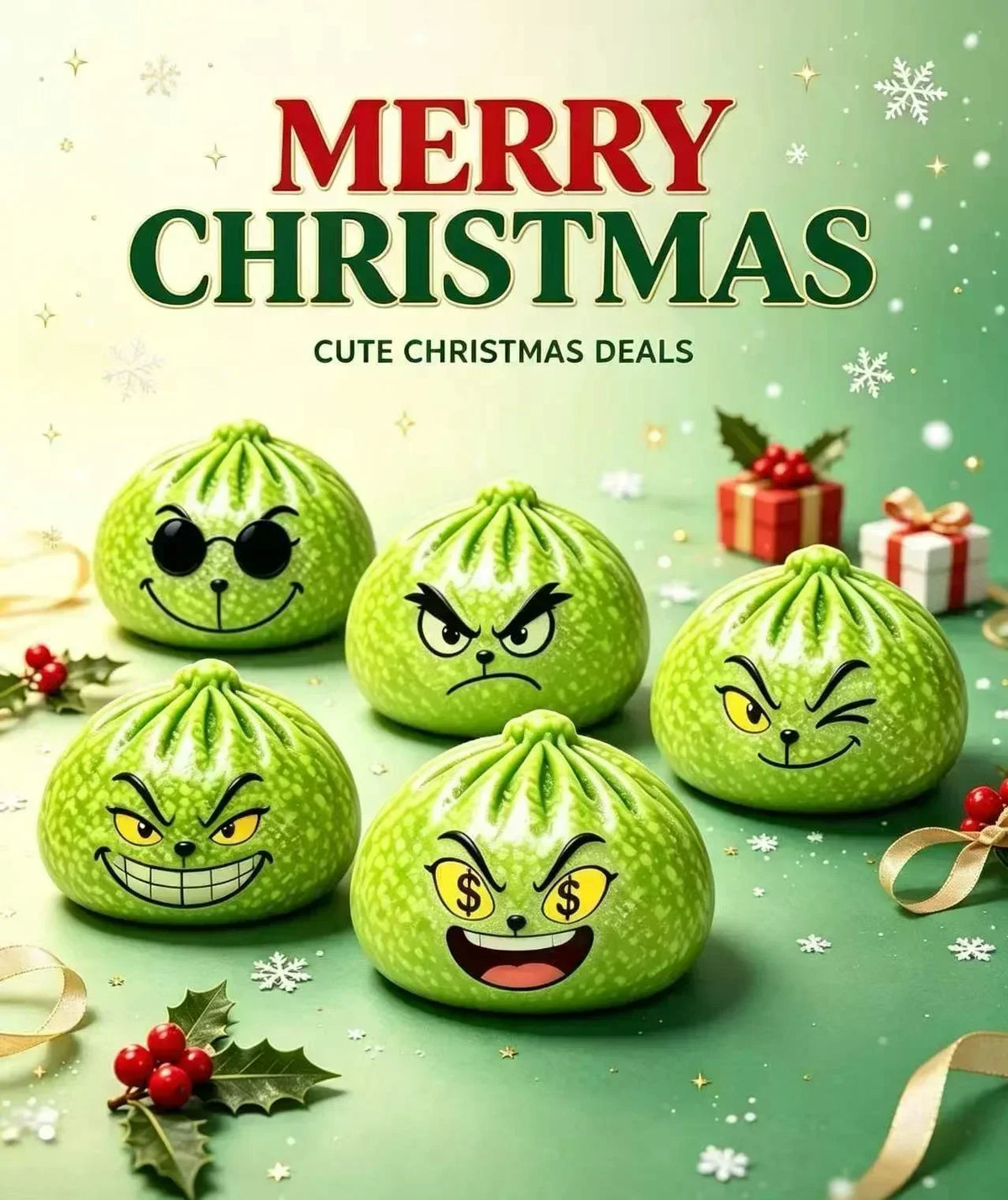 Glitter Green Dumpling With Steamer Squeeze  Buns Relieve Stress for Christmas Party Gift New Year Gift