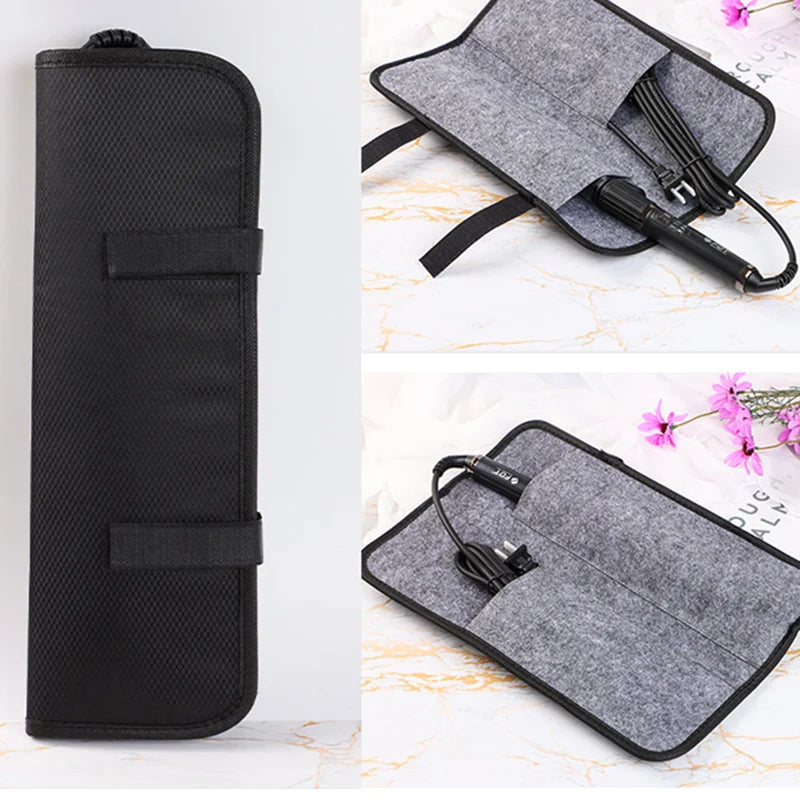 Hair Straightener Storage Bag Curling Iron Carrying Case Heat-Resistant Hair Curler Storage Curling Iron Organizer Iron Pouch