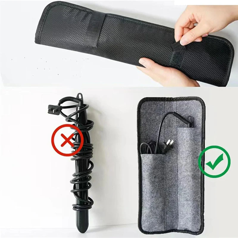 Hair Straightener Storage Bag Curling Iron Carrying Case Heat-Resistant Hair Curler Storage Curling Iron Organizer Iron Pouch