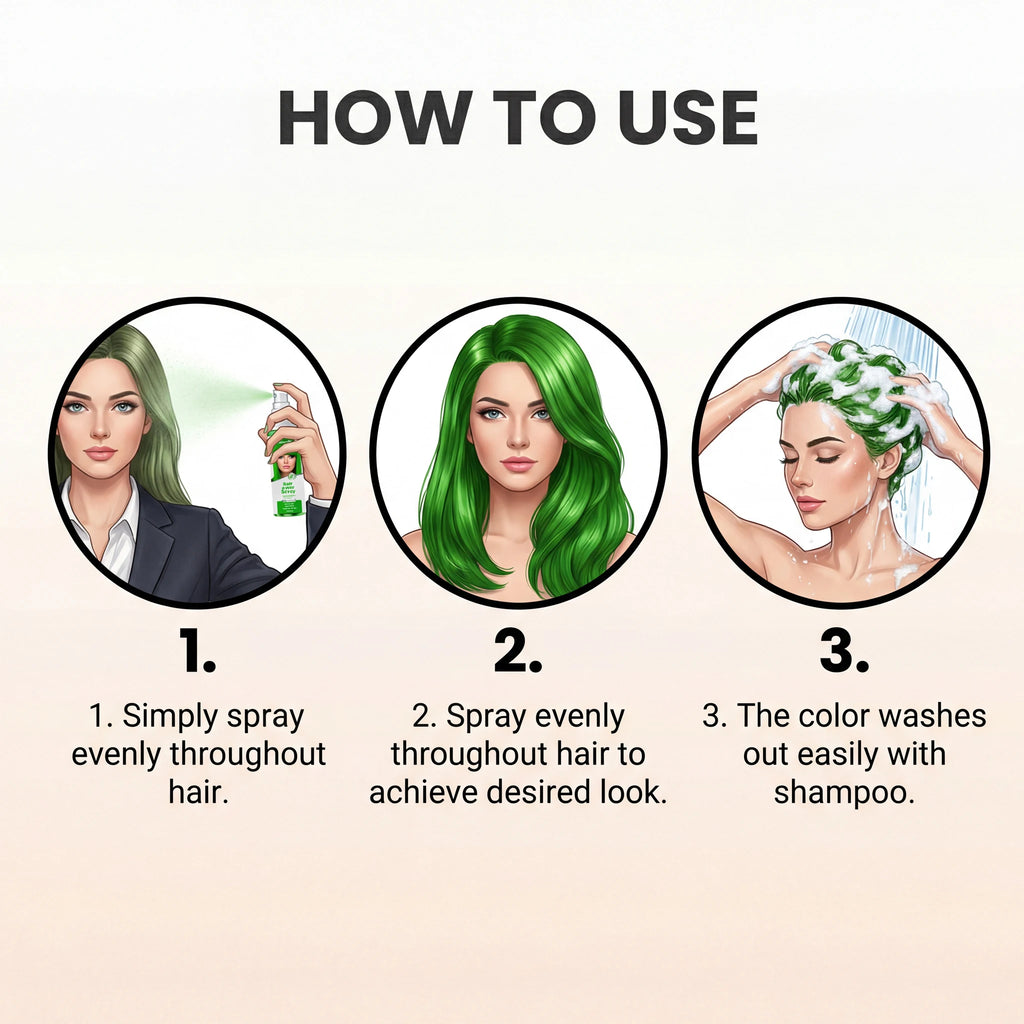 Temporary White / Green Hair Spray Fashion Bright Hair Styling Spray Light Non Stain Clothes Long Lasting Fresh Look Washable