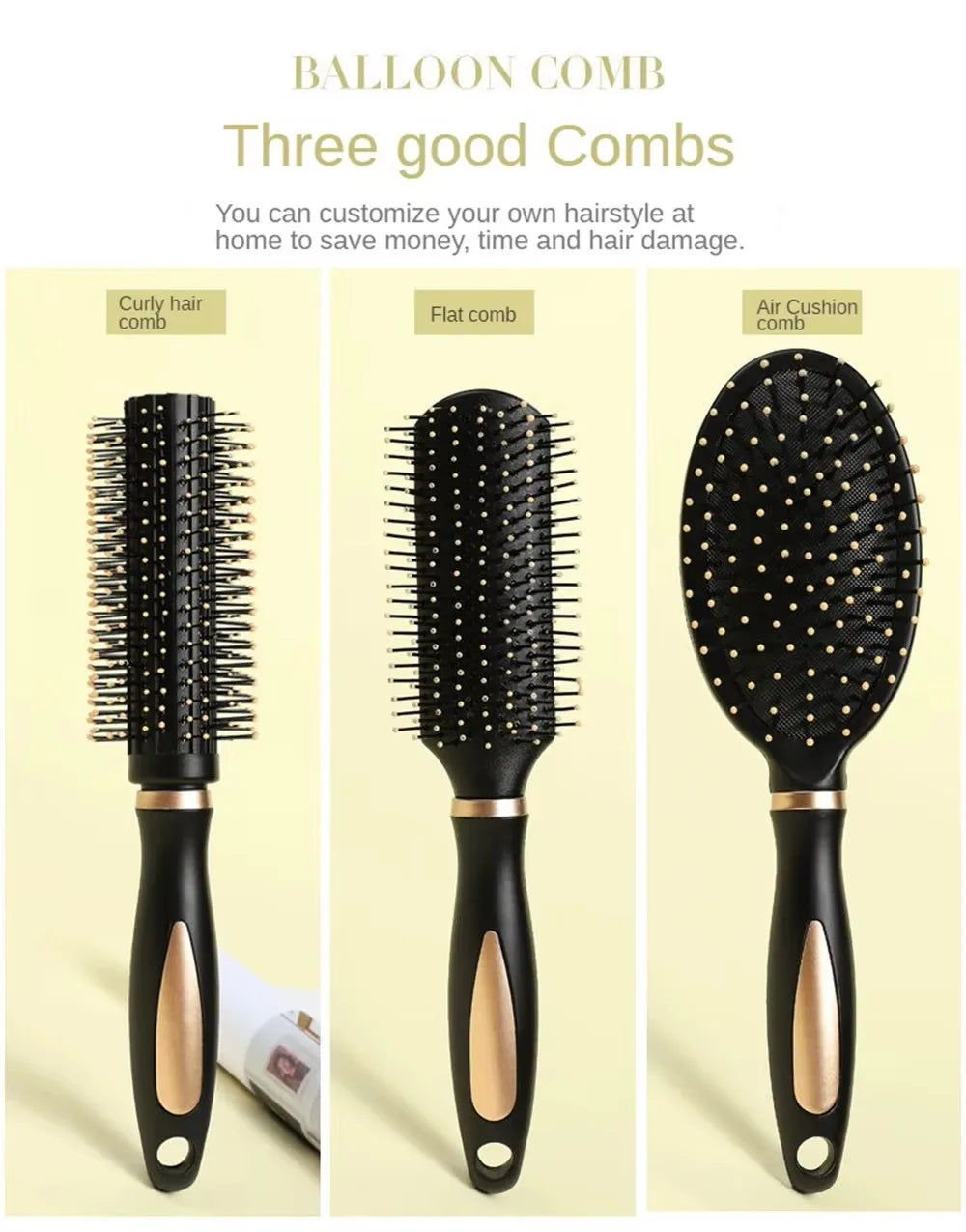 Air Bag Hair Brush,Massage Anti Static Hair Brush,Practical Care SPA Head Comb,Hair Care Tool for Curly Straight Coarse Hair