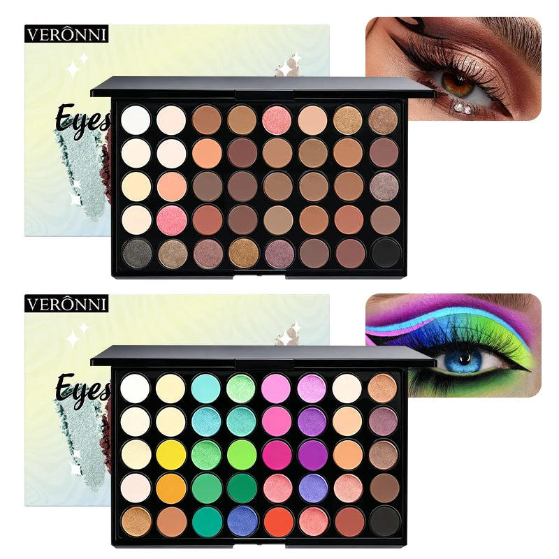 40 Color Eyeshadow Palette Matte Waterproof Long Lasting Pressed Powder Cosmetics,Fashion Women MakeUp Tools Eye Cosmetics Gifts