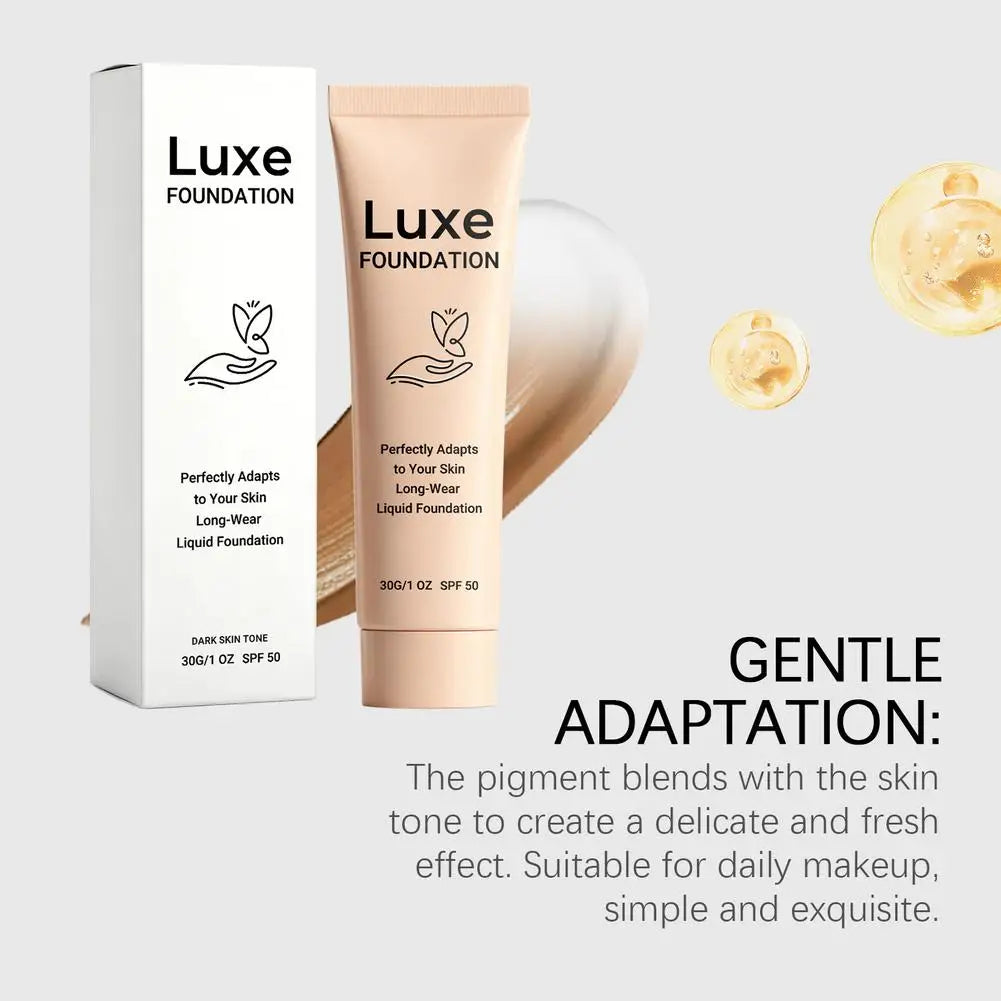 Color Changing Luxe Foundation SPF50 Sun Protection Skin Tone Matching Liquid Makeup Smooth Lightweight Long-Wear Face Cosmetic