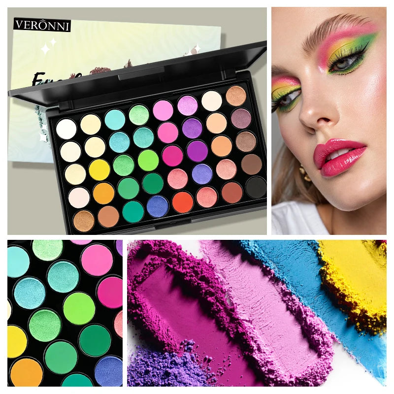 40 Color Eyeshadow Palette Matte Waterproof Long Lasting Pressed Powder Cosmetics,Fashion Women MakeUp Tools Eye Cosmetics Gifts