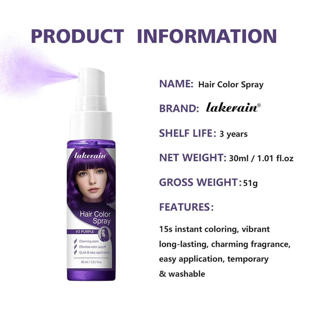 Temporary Hair Color Spray One-Time Hair Dyeing Instant Hair Salon Multi Color Hair Dye Makeup Chalk Washable DIY Party Styling