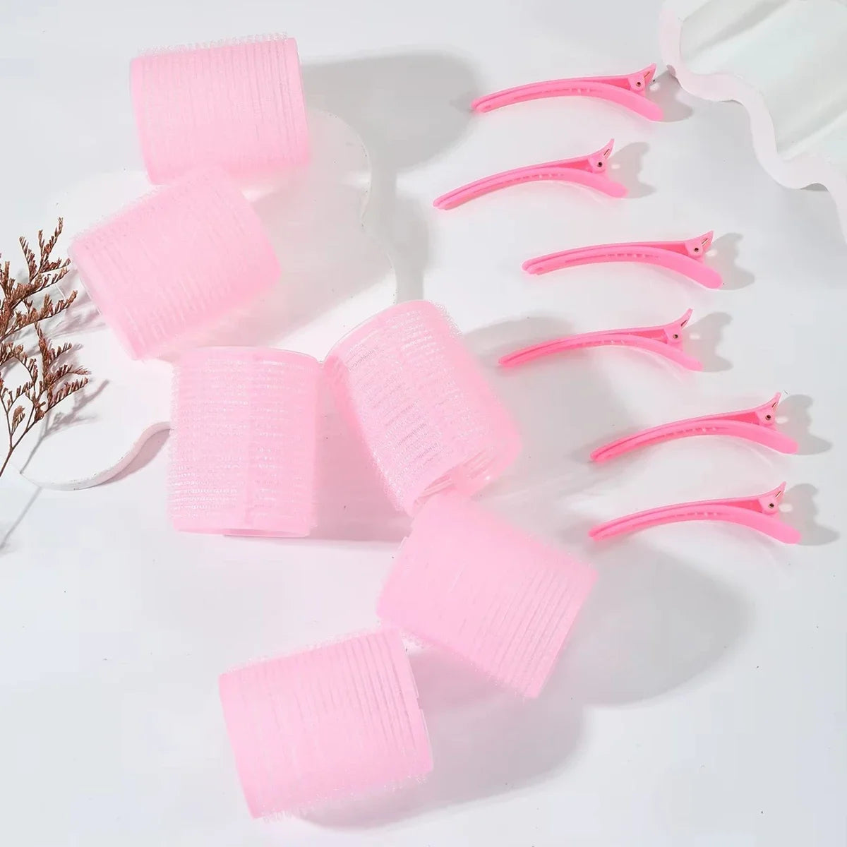 12Pcs/Set Air Bar Curling Iron Tube Self-Adhesive Magic Roll and Bangs Hair Clip Curling Styling Tool