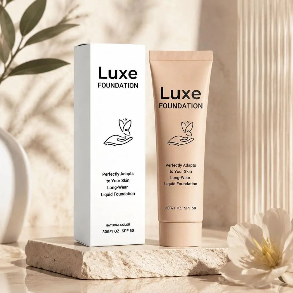 Color Changing Luxe Foundation SPF50 Sun Protection Skin Tone Matching Liquid Makeup Smooth Lightweight Long-Wear Face Cosmetic